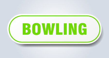 bowling sign. rounded isolated button. white sticker
