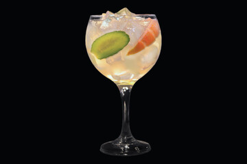gin fizz Cocktail in a luxury glass with ice cubes,