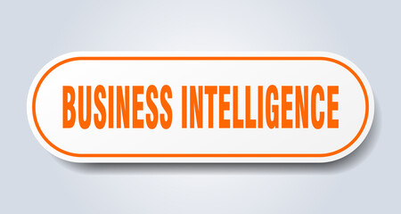 business intelligence sign. rounded isolated button. white sticker