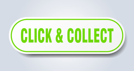 click & collect sign. rounded isolated button. white sticker