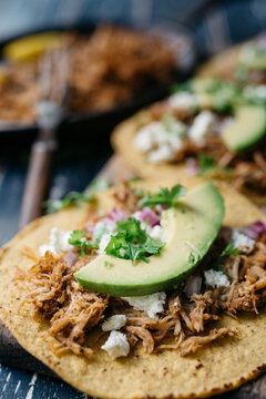 Tostada with carnitas