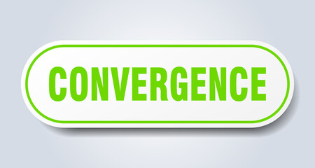 convergence sign. rounded isolated button. white sticker