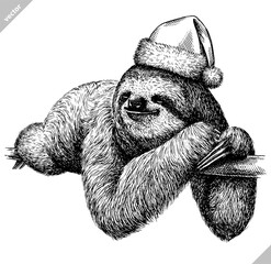 black and white engrave isolated sloth vector illustration © Turaev