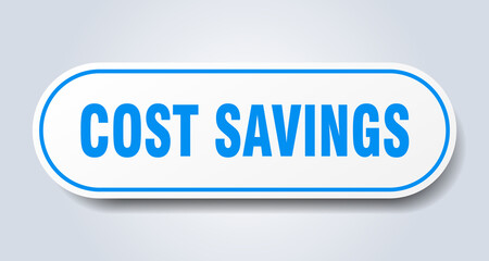 cost savings sign. rounded isolated button. white sticker