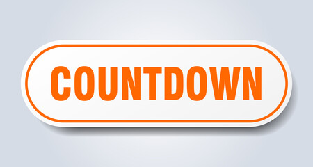 countdown sign. rounded isolated button. white sticker