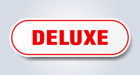 deluxe sign. rounded isolated button. white sticker