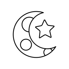 half moon and star icon, line style