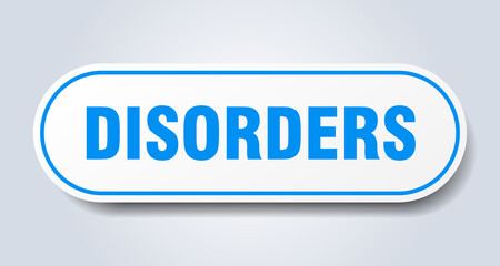 disorders sign. rounded isolated button. white sticker