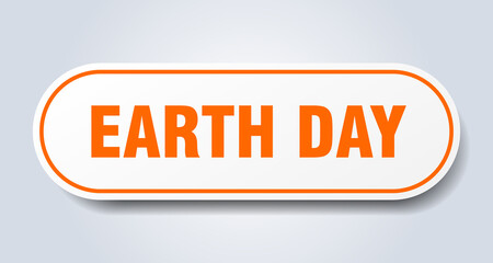 earth day sign. rounded isolated button. white sticker