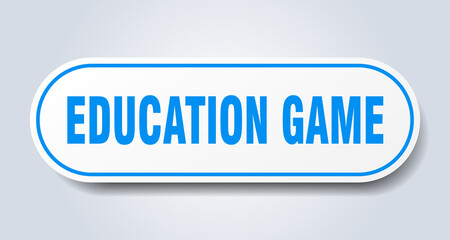 education game sign. rounded isolated button. white sticker