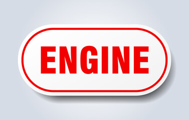 engine sign. rounded isolated button. white sticker