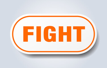 fight sign. rounded isolated button. white sticker