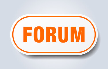 forum sign. rounded isolated button. white sticker