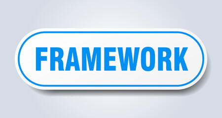 framework sign. rounded isolated button. white sticker
