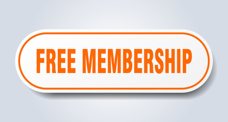 free membership sign. rounded isolated button. white sticker