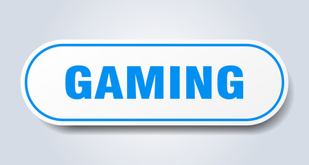 gaming sign. rounded isolated button. white sticker
