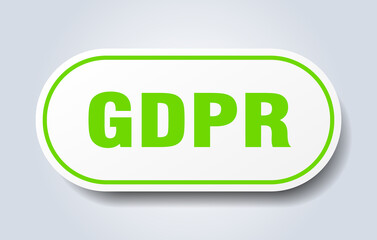 gdpr sign. rounded isolated button. white sticker