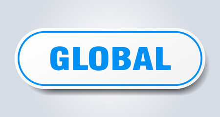 global sign. rounded isolated button. white sticker