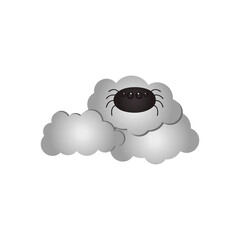 gray clouds and halloween spider, colorful design