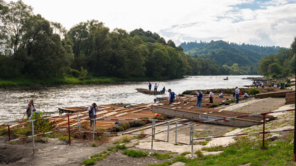 The place of departure of the rafts in Dunajec, Pieniny.