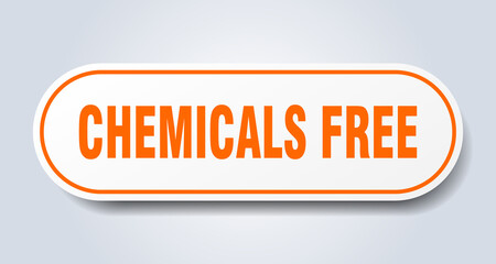 chemicals free sign. rounded isolated button. white sticker