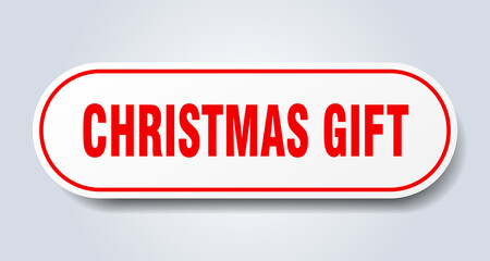 christmas gift sign. rounded isolated button. white sticker