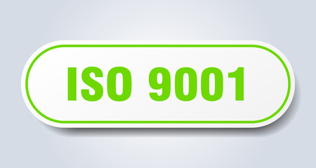 iso 9001 sign. rounded isolated button. white sticker