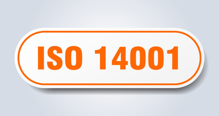 iso 14001 sign. rounded isolated button. white sticker