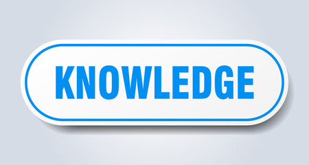 knowledge sign. rounded isolated button. white sticker