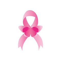 breast cancer ribbon with butterfly icon, flat style