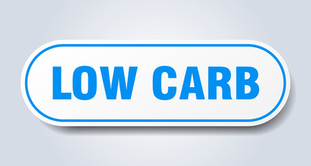 low carb sign. rounded isolated button. white sticker