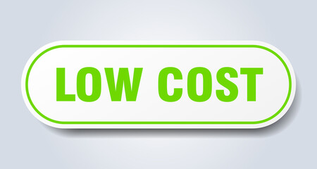 low cost sign. rounded isolated button. white sticker