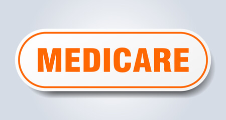 medicare sign. rounded isolated button. white sticker