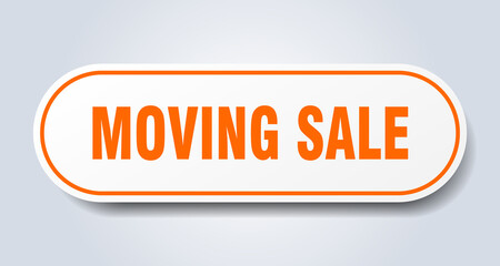moving sale sign. rounded isolated button. white sticker
