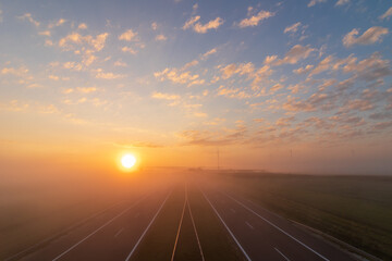 Sunrise over the highway