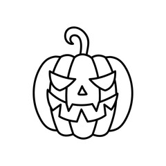 cartoon halloween pumpkin icon, line style