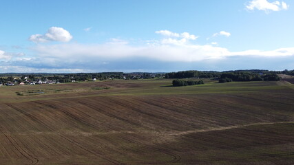 Obraz premium Top view of a large agricultural field. Landscape from above