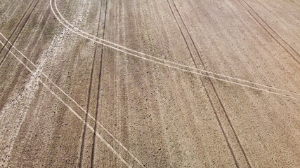 Top view of a large agricultural field. Landscape from above