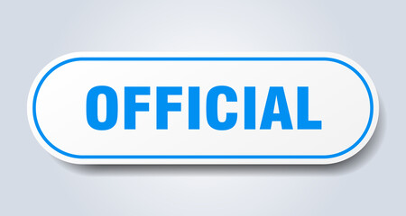 official sign. rounded isolated button. white sticker