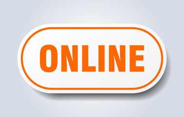 online sign. rounded isolated button. white sticker