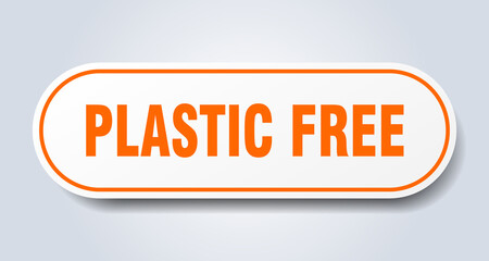 plastic free sign. rounded isolated button. white sticker