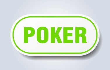 poker sign. rounded isolated button. white sticker