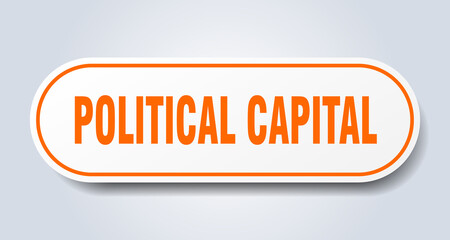 political capital sign. rounded isolated button. white sticker