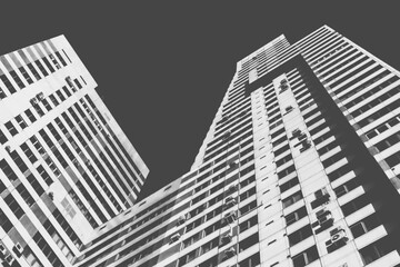 Low angle view of a skyscraper in a monochrome mode