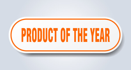product of the year sign. rounded isolated button. white sticker