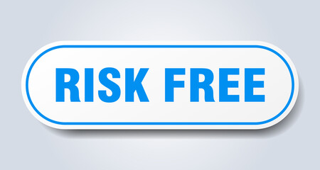 risk free sign. rounded isolated button. white sticker