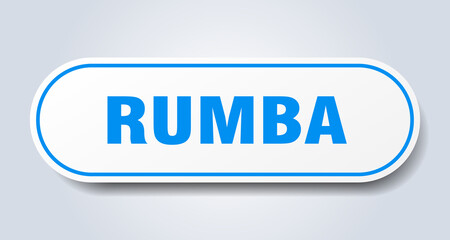 rumba sign. rounded isolated button. white sticker