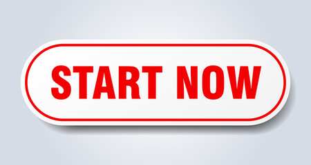 start now sign. rounded isolated button. white sticker