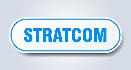 stratcom sign. rounded isolated button. white sticker