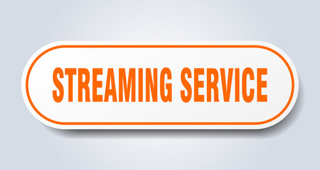 streaming service sign. rounded isolated button. white sticker